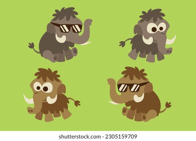 graphic element mammoth illustration for children, school props, education and t-shirt design