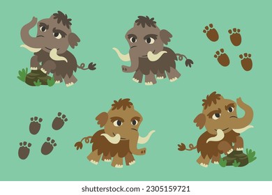 graphic element mammoth illustration for children, school props, education and t-shirt design