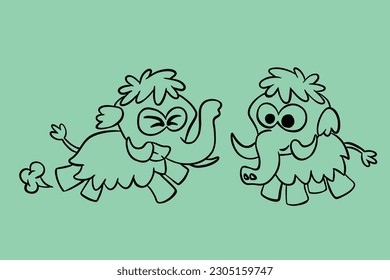 graphic element mammoth illustration for children, school props, education and t-shirt design