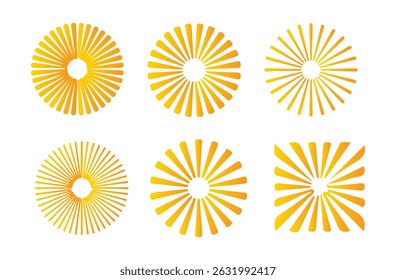Graphic element set.Sun rays icon, shine and burst line. vector illustrstion