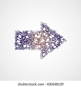 Graphic element. Vector arrow. Beautiful ornate branches and fruits of lemon tree. vector illustration