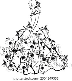 graphic element woman with flourishes