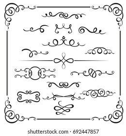 Graphic elements calligraphic vector sets for designers - patterns, designs, monograms and curlicues, arrows. For weddings,Valentine's day,holidays,baby design,birthday.