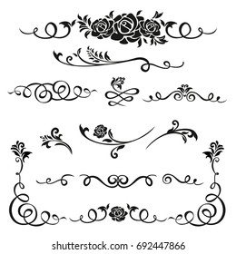 Graphic elements calligraphic vector sets for designers - patterns, designs, monograms and curlicues, arrows. For weddings,Valentine's day,holidays,baby design,birthday.