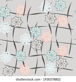 Graphic elements for creating a design. Modern and trendy abstract stripes, strokes, geometric shapes, floral seamless pattern