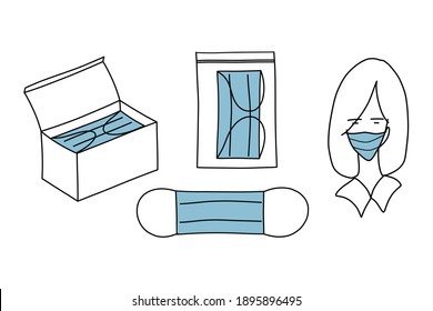 Graphic elements for mask preparation and wear mask properly