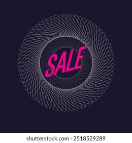 Elementos gráficos sobre un fondo oscuro. Un cartel para atraer Clientes a la venta. Un Anuncio para la publicidad de productos.