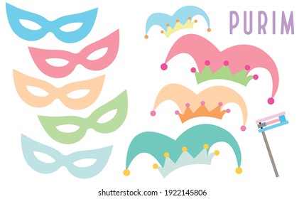 Graphic Elements for Purim Jewish Holiday