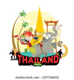 graphic elements for traveling in Thailand. graphic set of culture in Thailand - vector illustration

