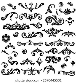 Graphic elements for vector design. Swirl vintage elements decorative illustration. 