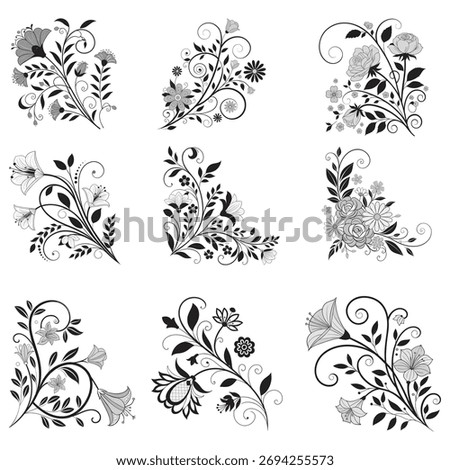Graphic elements for vector design. Swirl vintage elements decorative illustration. 