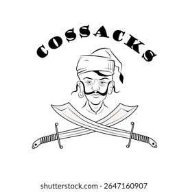 Emblema gráfico Cossacos em um fundo branco. Ilustração de arte vetorial