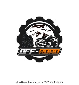 A graphic emblem logo featuring an off-road vehicle. Perfect for off-road communities and t-shirts.