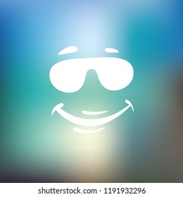 Graphic Emoticon, Emoji, Face in glasses. Smile icons. Isolated vector illustration on white background