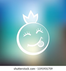 Graphic Emoticon, Emoji. woman's face with a crown. Smile icons. Isolated vector illustration on white background