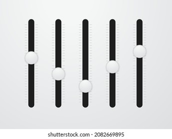 graphic equalizer five bar lines with metallic round buttons icon