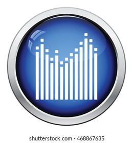 Graphic equalizer icon. Glossy button design. Vector illustration.