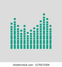 Graphic equalizer icon. Gray background with green. Vector illustration.