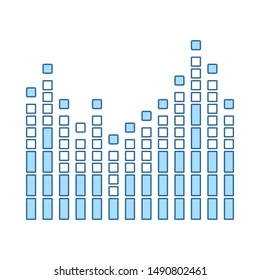 Icono de ecualizador gráfico. Línea Delgada Con Diseño De Relleno Azul. Ilustración vectorial.