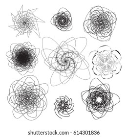 Graphic exotic background with abstract flowers on a white background
