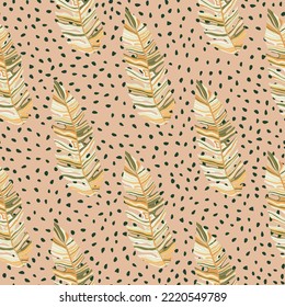 Graphic exotic plant foliage seamless pattern. Tropical pattern, palm leaves seamless floral background. Leaf wallpaper. Nature wallpaper. For fabric design, textile print, wrapping, cover