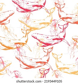 Graphic for fabric, wrapping paper, the cloth  Marine animals background. 