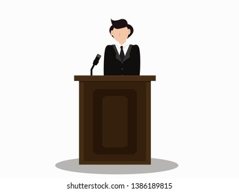 graphic faceless person in law courts with microphone