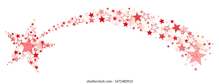 Graphic Falling Star With Tail Out Of Big And Little Stars Red