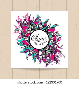 Graphic fantasy flower composition. For greeting postcard, wedding invitation or any design. 