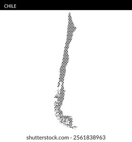 The graphic features a detailed outline of Chile filled with varying patterns and textures, showcasing its unique shape and features.