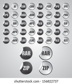 graphic file format glossy sticker set all in one