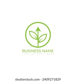 Graphic finance with leaf logo vector image. Eco Green Leaf Investing Business Financial Bar Chart Logo Vector. Business financial logo template leaf and growth graph vector design