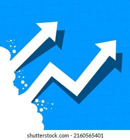 Graphic finance up vector, cloud arrow, up arrow graphic, arrows in the clouds illustration, increase graph, social media template