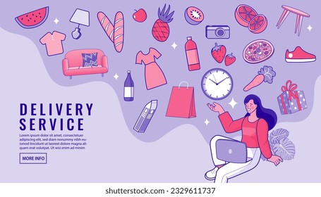 Graphic firework symbol backgrounds with fresh products. Street food festival poster. online ordering notification concept, commerce, food delivery service. sale or purchase on internet. Vector.