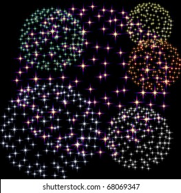 Graphic fireworks in black background
