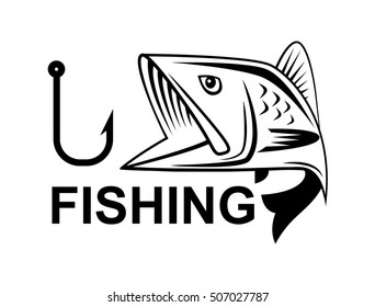 graphic fishing hook, vector
