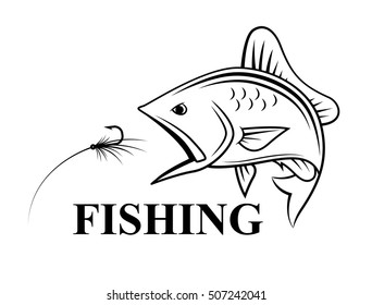 graphic fishing hook, vector