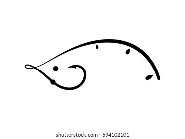 graphic fishing hook, vector