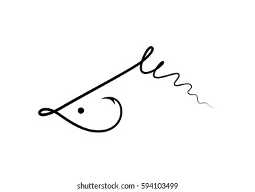 graphic fishing hook, vector