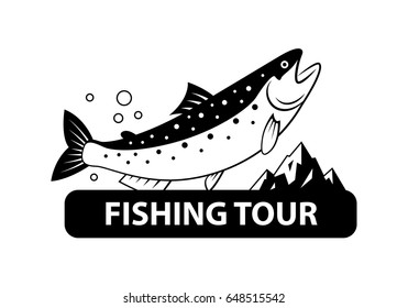 graphic fishing salmon, vector