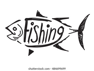 graphic fishing tuna, vector