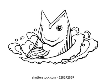 graphic fishing, vector