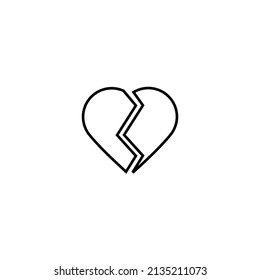 Graphic flat broken heart icon for your design and website