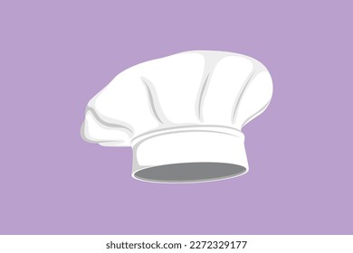 Graphic flat design drawing chef uniform cap or hat for restaurant logo, label, flyer, sticker, icon, card, symbol. Cafe, shop and restaurant logotype badge concept. Cartoon style vector illustration