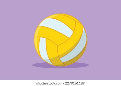 Graphic flat design drawing leather volleyball icon, logo, label, template, symbol. Volleyball ball sports activity play competition tournament. Sport and recreation. Cartoon style vector illustration