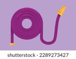 Graphic flat design drawing red fire hose logo icon label in trendy style. Suitable for many purposes. Fire extinguishing equipment. Professional tool and instrument. Cartoon style vector illustration