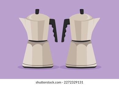 Graphic flat design drawing stainless steel kettle teapot home appliance. Electricity household kitchenware tools concept for cafe, shop, restaurant, food delivery. Cartoon style vector illustration