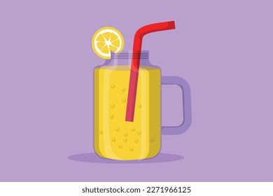 Graphic flat design drawing of stylized lemonade ice logo, label, flyer, sticker, symbol. Beverage lemon drink menu restaurant for cafe shop or food delivery service. Cartoon style vector illustration