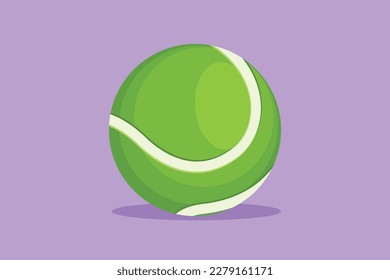Graphic flat design drawing stylized tennis balls icon, logo, symbol. Tennis ball games, sport, competition, tournament. Yellow tennis ball made of felt and rubber. Cartoon style vector illustration