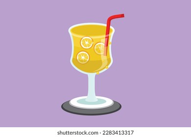 Graphic flat design drawing of stylized lemonade ice logo, label, flyer, sticker, symbol. Beverage lemon drink menu restaurant for cafe shop or food delivery service. Cartoon style vector illustration
